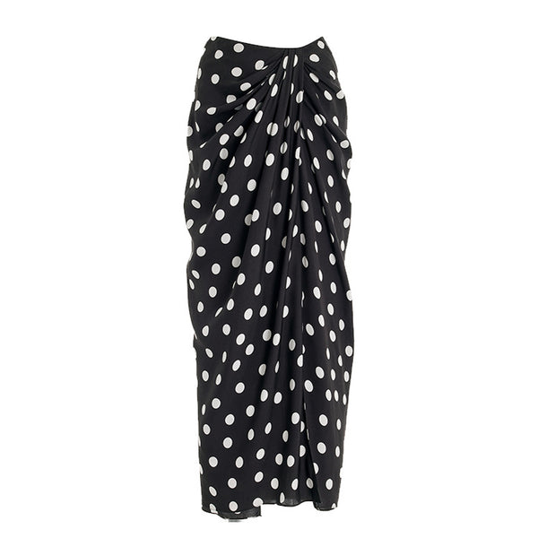 Multicolor Polka Dots Ruffle Bikini Set With Beach Skirt