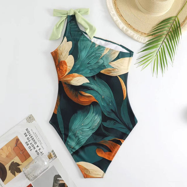 Floral Sleeveless High Waisted One Piece Swimsuit Multicolor