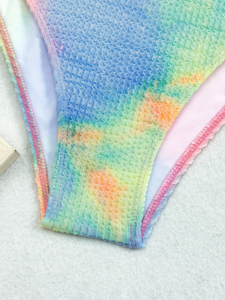 Tie-Dye High Waist Bikini Set Two Piece Swimsuit Multicolor