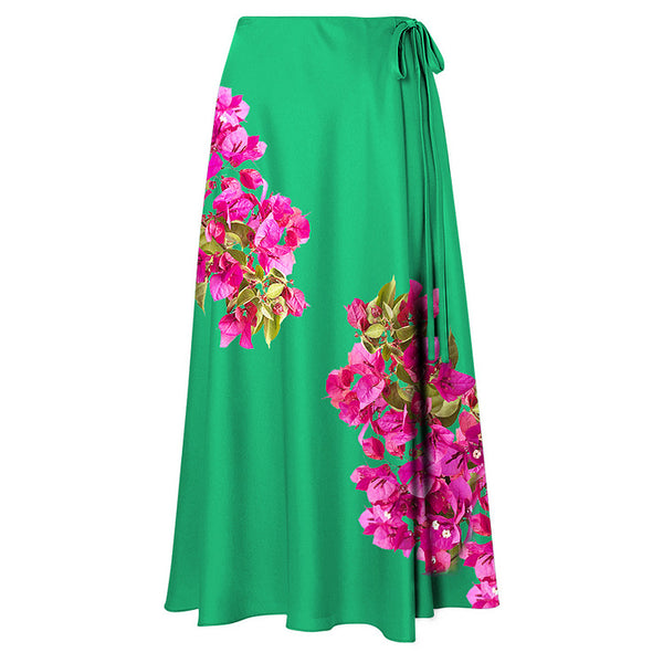 Flower Print One Shoulder Two Piece Swimsuit With Cover Up Green
