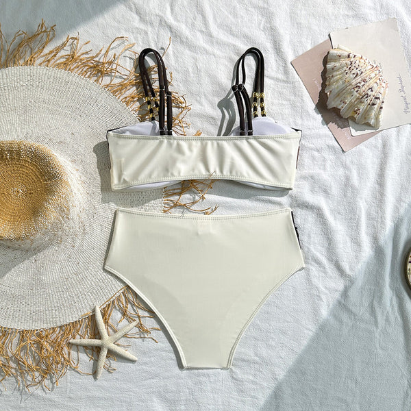Multicolor Solid High Waisted Bikini Set