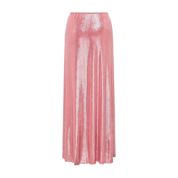 Pink Solid Underwire One Piece Swimsuit With Beach Skirt