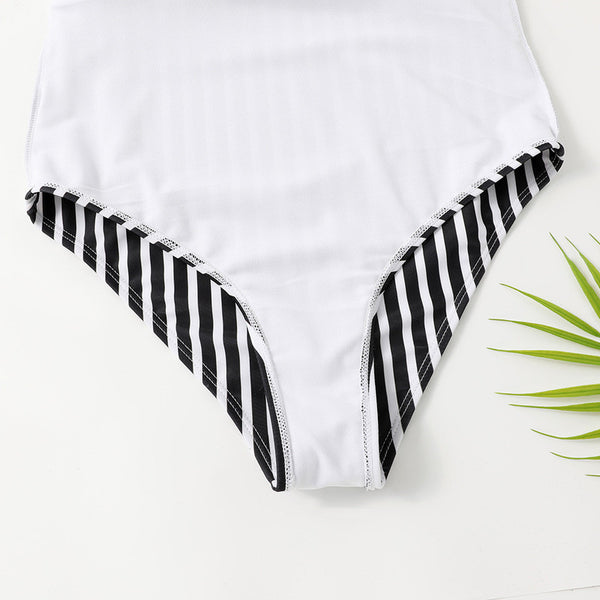 Black Stripes One Piece Swimsuit