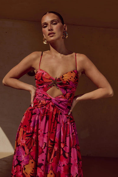 Color Fade Shoulder Strap One Piece Swimsuit with Cover Up Maroon