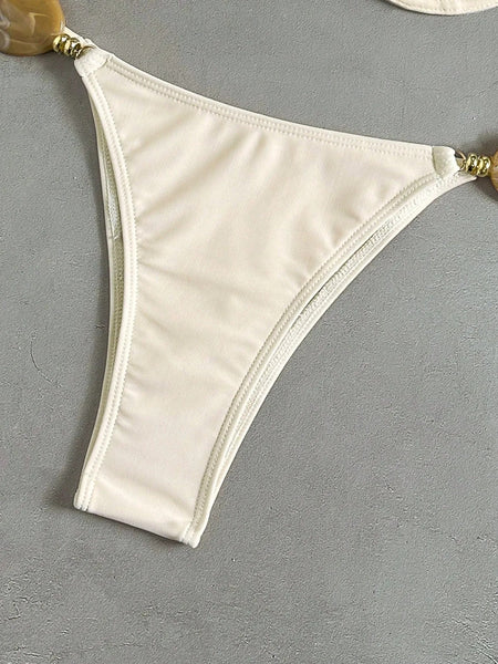 Cream Solid Underwire Bikini Set