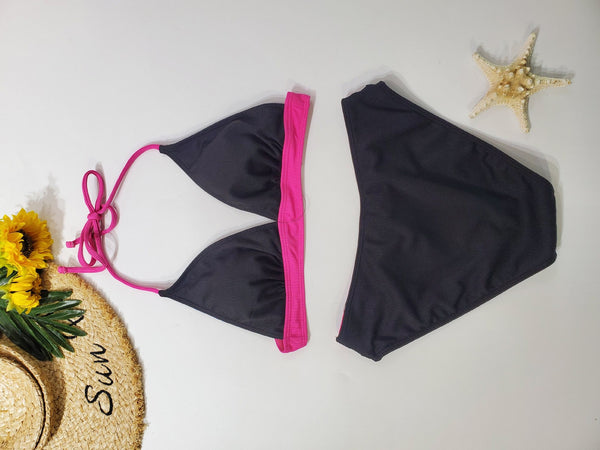 Multicolor Solid Bralette Bikini Set