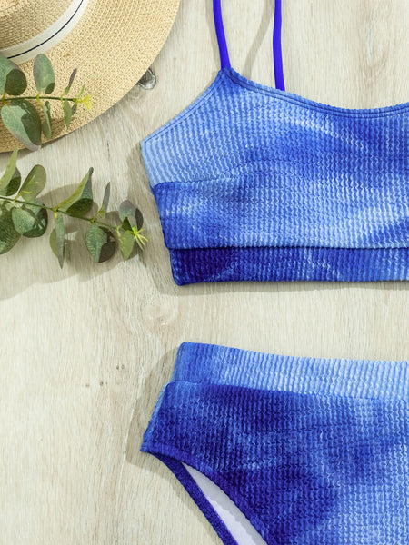 Tie-Dye High Waist Bikini Set Two Piece Swimsuit Blue