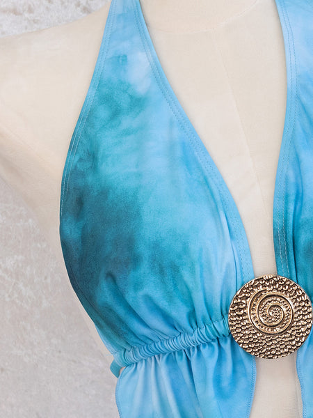 Blue Tie Dye Cut Out Maxi Dress