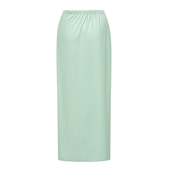 Light Green Solid Ruffle One Piece Swimsuit With Beach Skirt