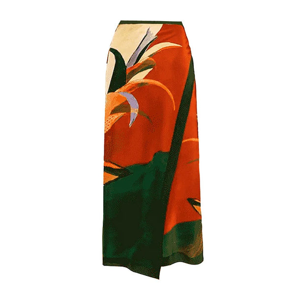 Multicolor Tropical One Shoulder One Piece Swimsuit With Sarong