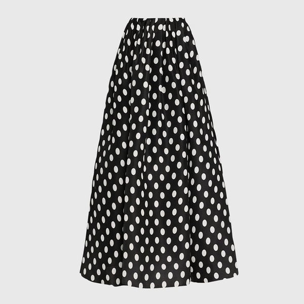 Black Polka Dots Off Shoulder One Piece Swimsuit With Maxi Cover Up