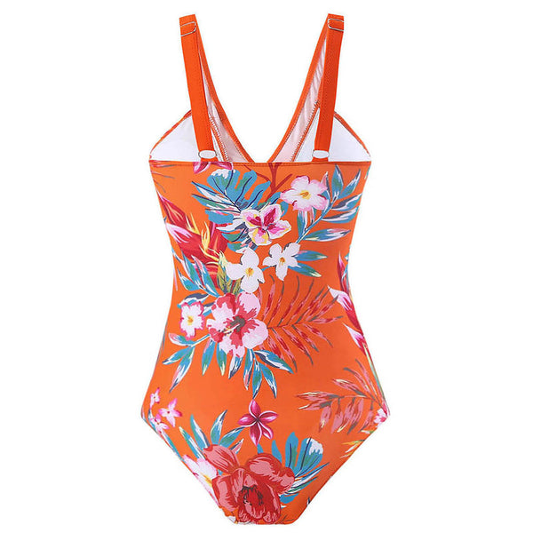 Tropical Print One Piece Swimsuit Orange