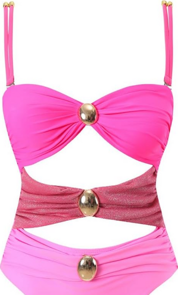 One Piece Swimsuit with Beach Cover up Wrap Skirt Light Pink