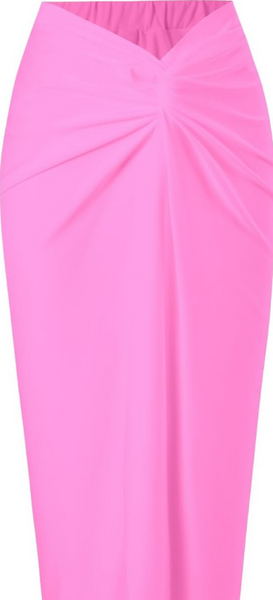 One Piece Swimsuit with Beach Cover up Wrap Skirt Light Pink