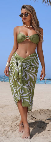Green Abstract Longline Bikini Sarong