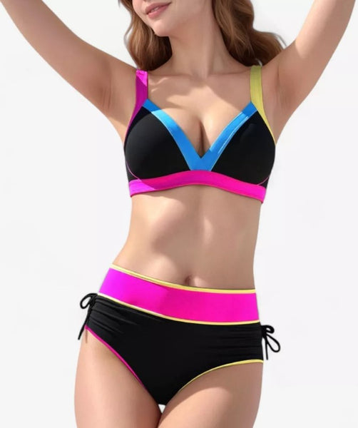 Black Solid High-Waisted Bikini Set