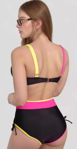 Black Solid High-Waisted Bikini Set