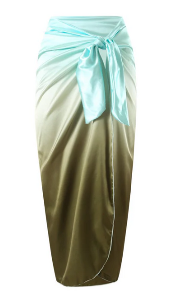 Sky Blue One Piece Swimsuit With Beach Cover up Wrap Skirt