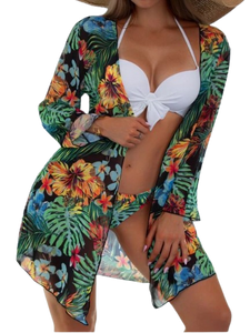 Floral Printed  3-Piece Swimsuit Multicolor